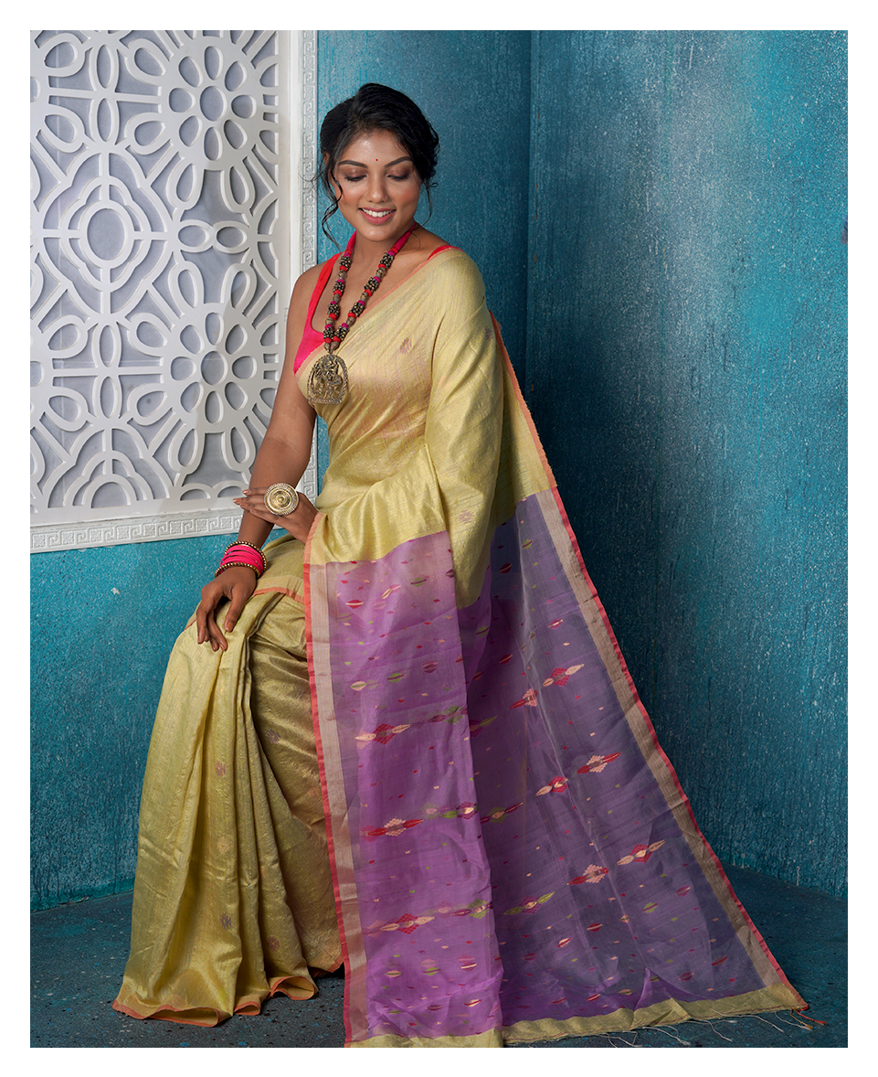 Matka Silk with Resham Border and Jamdani Butta