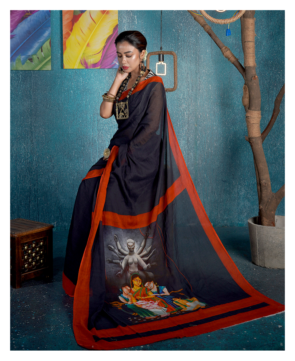 Mulmul Cotton with Digital Printed Saree