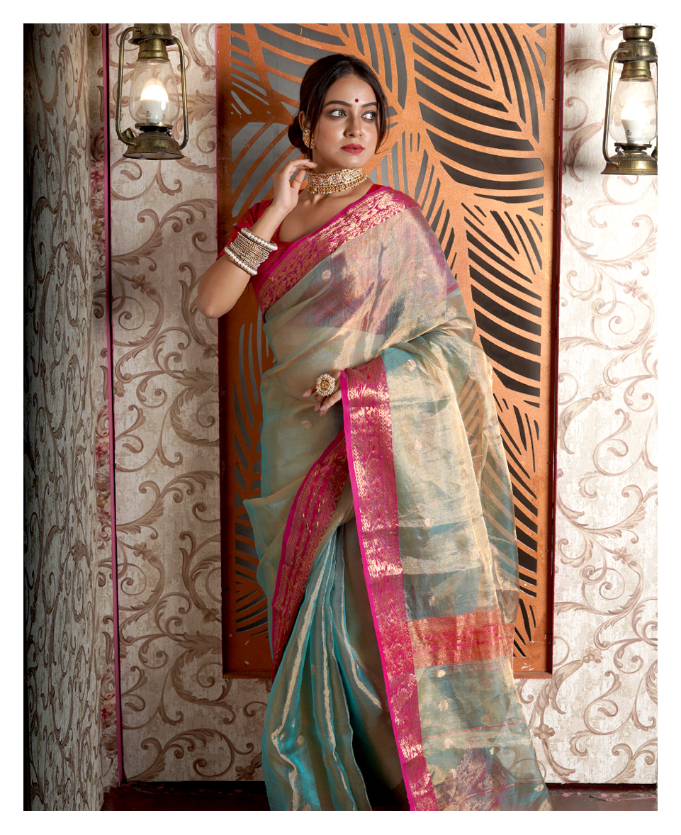 Tissue Resham Silk Saree Benarasi Border