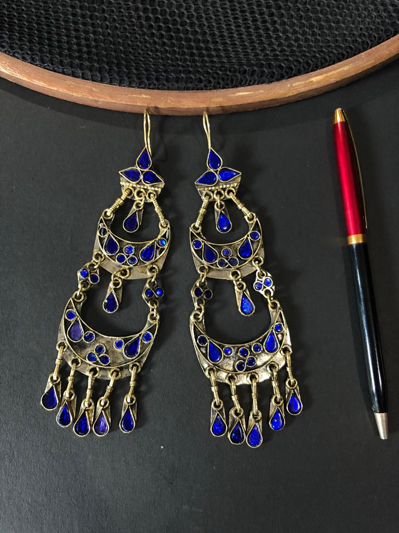 Blue Glass Afghani Earrings – 2