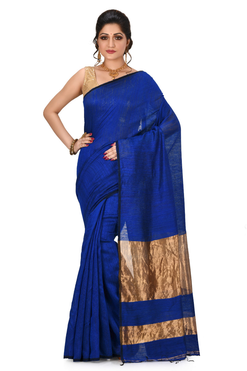 Blue Matka with Zari Pallu