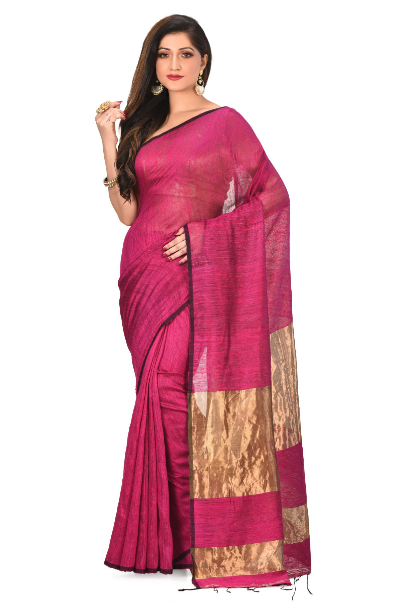 Bright Rani Matka silk with zari bordar