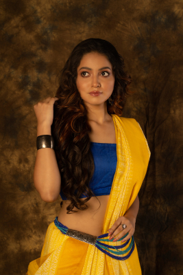 Lemon Yellow Shibori Silk Saree