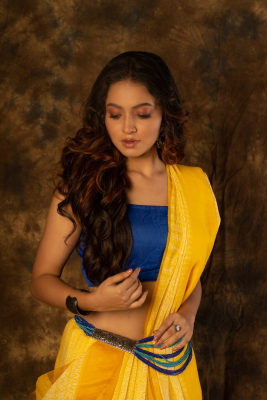 Lemon Yellow Shibori Silk Saree