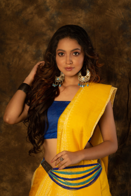Lemon Yellow Shibori Silk Saree