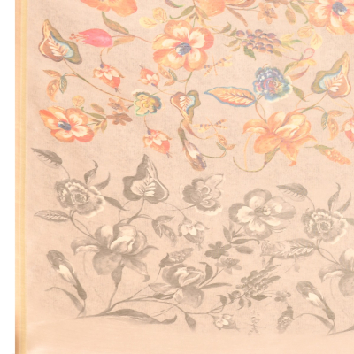 Floral printed cotton silk saree