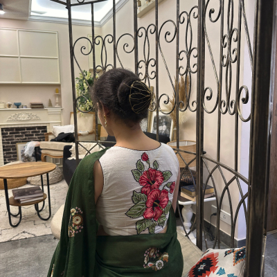 Matka  silk blouse with back embroidery