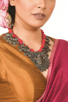 Oxidised Durga Pendant