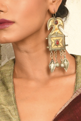 Oxidised Durga Pendant Set