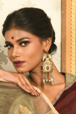 Oxidised Durga Pendant Set