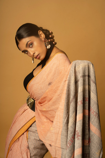 Blush Khadi Handloom Saree