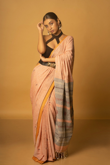 Blush Khadi Handloom Saree