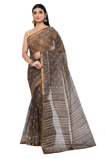 Ajrakh  Printed Cotton Kota Saree01