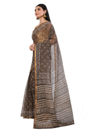 Ajrakh  Printed Cotton Kota Saree01