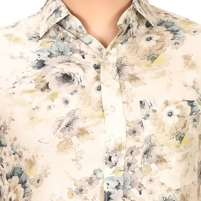 Floral printed casual men's shirt