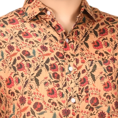 Floral printed cotton silk shirt