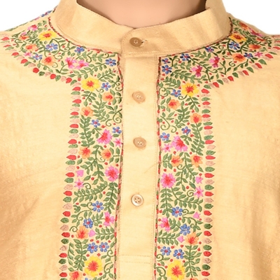 Matka silk hand embroidery kurta