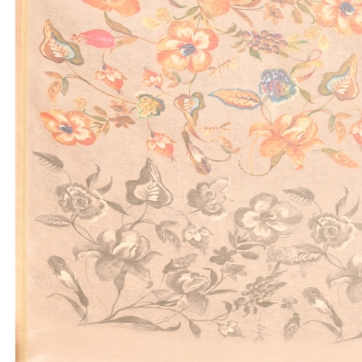 Floral printed cotton silk saree