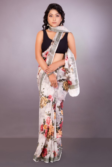Digital Printed Linen Saree