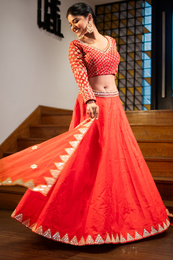 Pure Raw silk hand embroidery designer lehenga with Organza hand embroidery dupatta