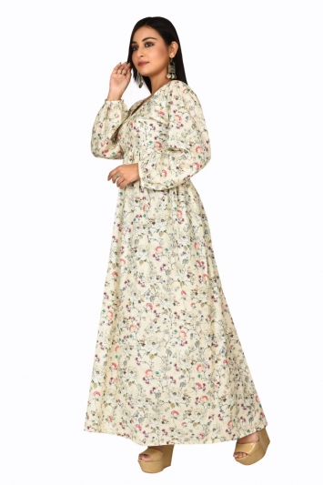 Cotton floral printed long dress