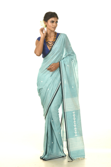 Khadi Cotton with Jamdani Buta Handloom Saree