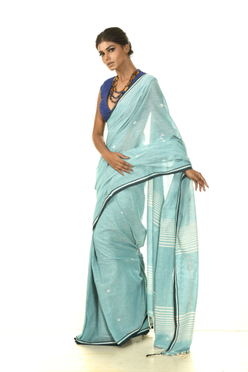 Khadi Cotton with Jamdani Buta Handloom Saree