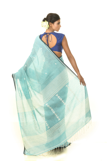 Khadi Cotton with Jamdani Buta Handloom Saree