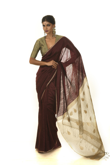 Pure Matka Silk Anchal with Jamdani Buta Saree