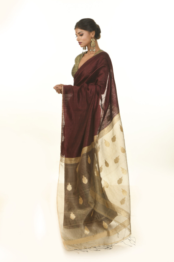Pure Matka Silk Anchal with Jamdani Buta Saree