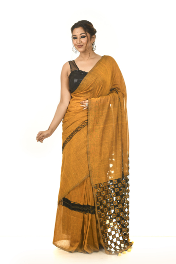 Mulmul with Cutwork Anchal Designer Saree