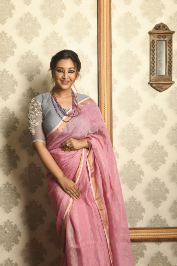 Pure Linen Tissue Silk Saree