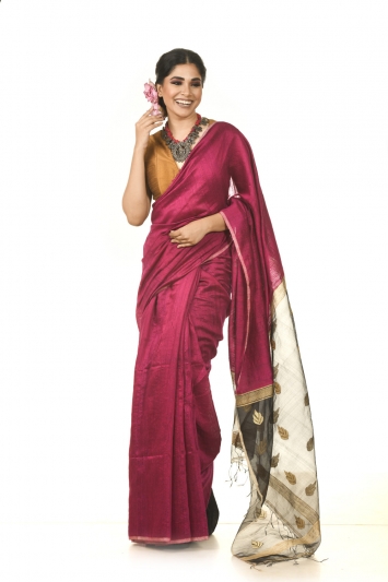 Pure Matka Silk Tissue Anchal with Jamdani Buta Saree