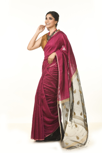 Pure Matka Silk Tissue Anchal with Jamdani Buta Saree
