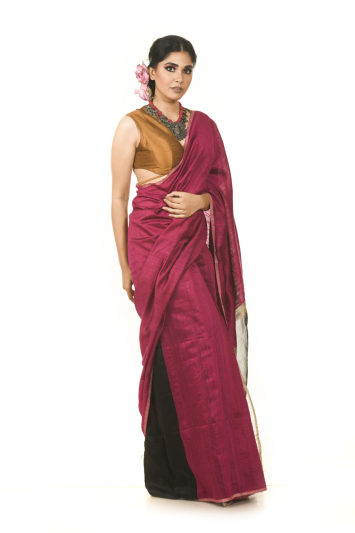 Pure Matka Silk Tissue Anchal with Jamdani Buta Saree
