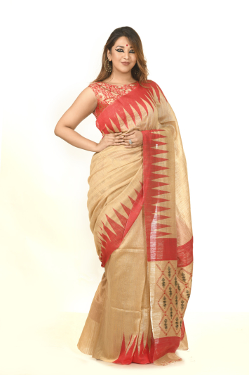 Pure Matka Silk with Contrast Temple Border Saree