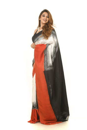 Pure Matka Silk with Hand Block Print Saree