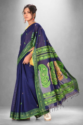 Merceised Cotton Blue Baluchari