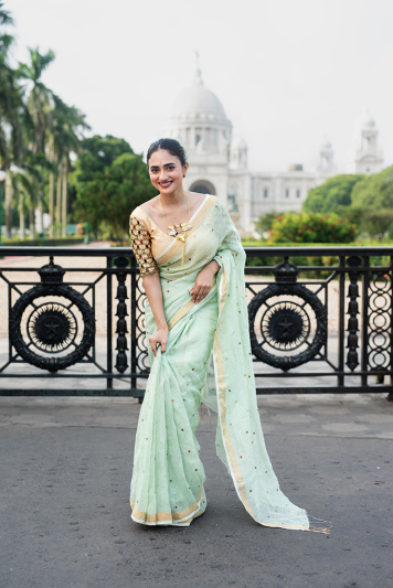 Pure raw silk with hand embroidery designer blouse
