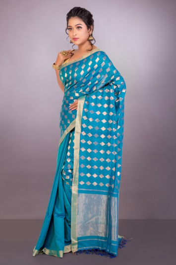 Tassar Silk With Golden Motif