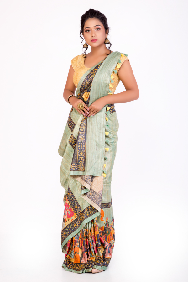 Digital Printed Tassar Saree