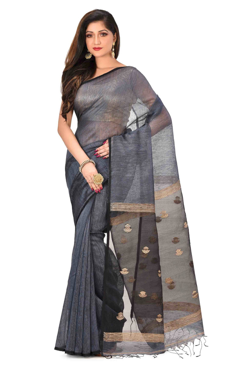 Grey Matka and Resham Silk Handloom Saree