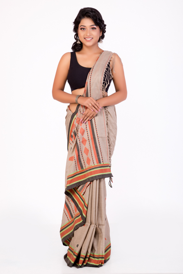 Khadi Handloom Saree with Multicolour Motifs