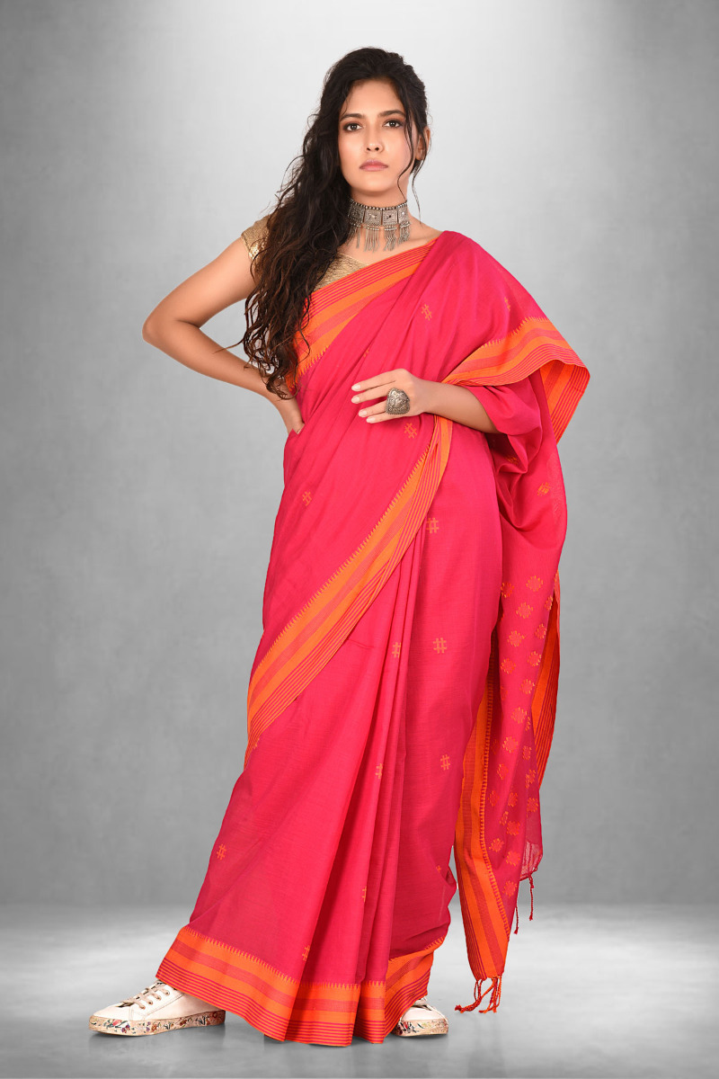Khadi Rani and Orange Handloom saree