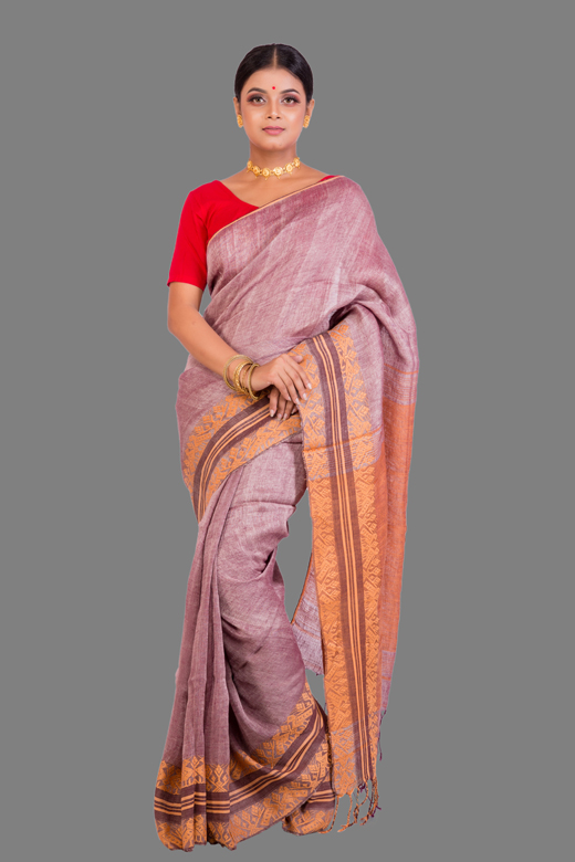 Khadi Saree with Bengal Handwoven work