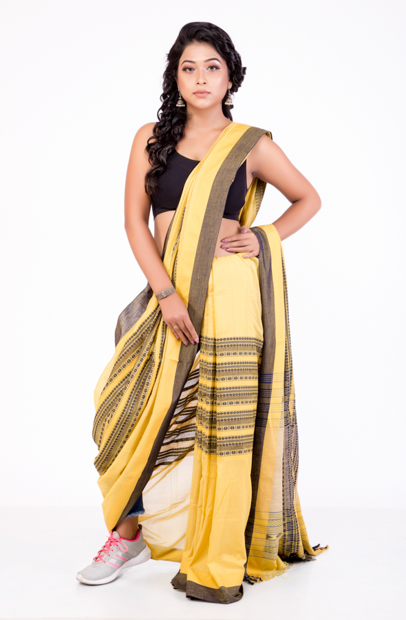 Khadi Saree with Dhaniyakhali Pachhapere Design