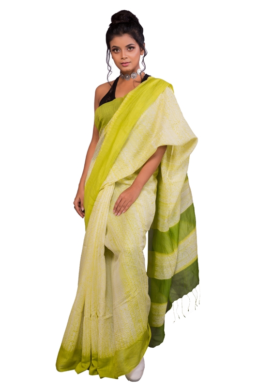 Light Green Shibori Silk Saree