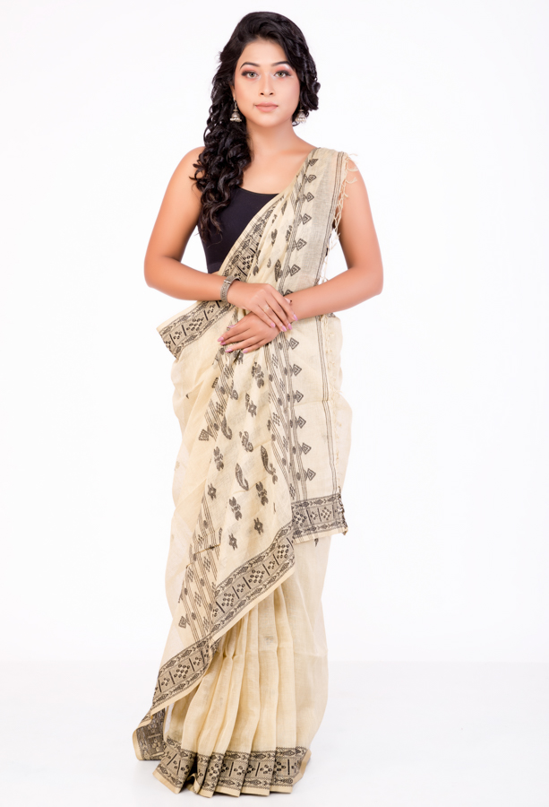 Linen Dhaniyakhali Handloom Saree