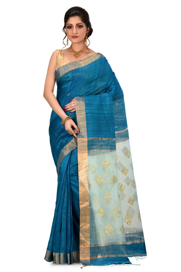 Matka Handloom Saree With Resham Pallu