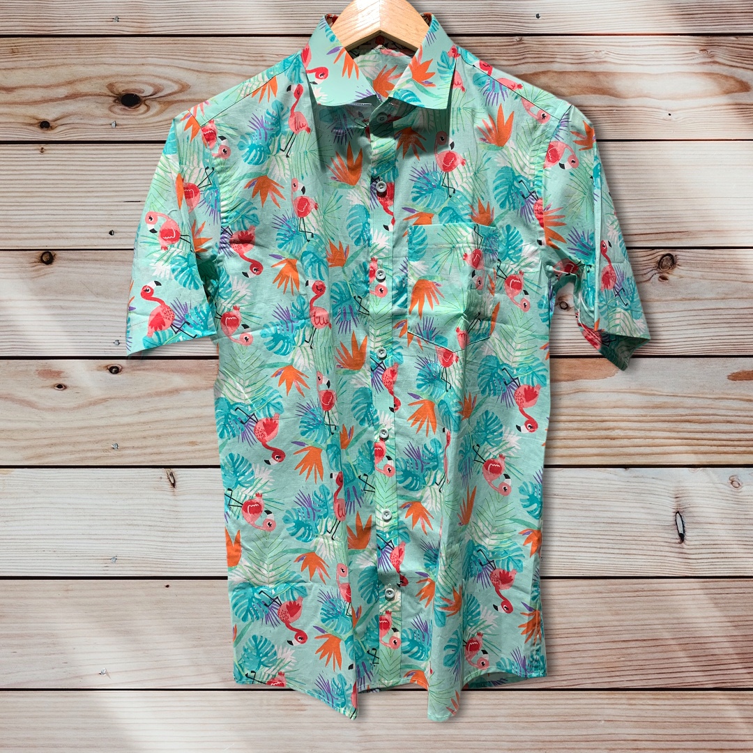 Mens casual wear shirt flamingo print